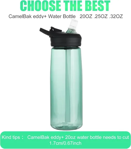 Vista 3 de 6 popotes de repuesto para Eddy + botella de agua, con un cepillo de limpieza, popotes reutilizables, rectos, solo compatibles con accesorios Eddy