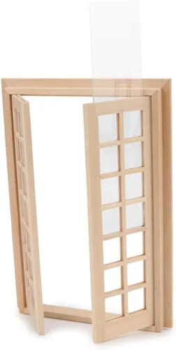 Vista 4 de Accesorios para casa de muñecas Ventanas en miniatura 1: Marco de ventana de muebles a escala de 12 modelos, 28 paneles, decoración de casa de Madera