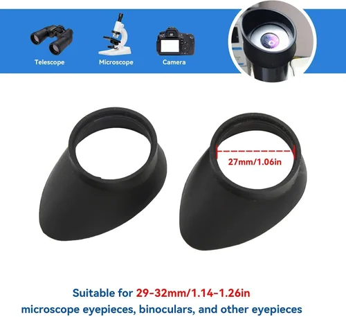 Vista 5 de Copas binoculares, 2 copas oculares de goma protector de cubierta de ocular de 1.063 in de diámetro interior plegable de goma binocular protectores