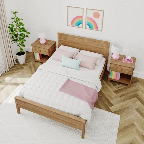 Vista 6 de Max & Lily Cama Full, Marco de Cama Full de Madera Maciza con Cabecera de Panel, Cama Full para Niños con Soporte de Listones de Madera, No Necesita