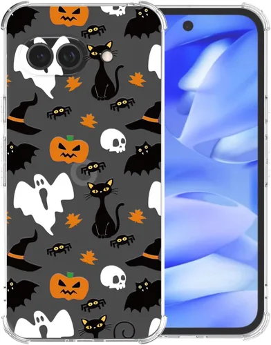 Vista 44 de Funda transparente de Halloween para Google 6a, con patrón de fantasma, funda protectora de TPU suave, delgada, a prueba de golpes, para niños