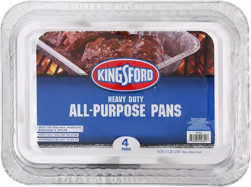 Vista 6 de Kingsford Sartenes de aluminio extra resistentes para asar a la parrilla, sartenes desechables de papel de aluminio ideales para cocinar, hornear