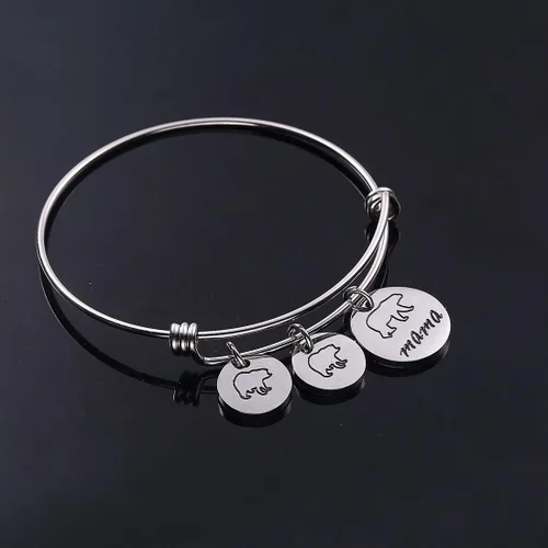 Vista 6 de Pulsera de mamá oso con pulsera ajustable de 1, 2, 3 cachorros, regalos para mamá