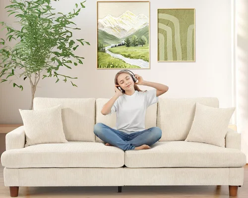 Vista 18 de Kidirect Silla de acento extragrande de 35.5 pulgadas, sillas de sala de montaje fácil, silla de lectura de pana para dormitorio, sillas de acento