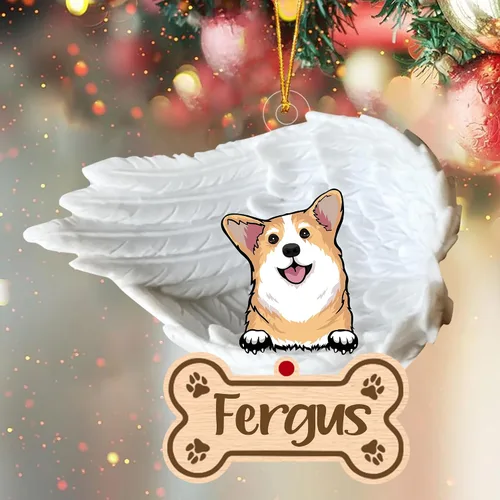 Vista 101 de Adorno de perro afgano de 1 ángel, adorno acrílico 2D personalizado conmemorativo para perros, regalo por pérdida de mascotas, regalo