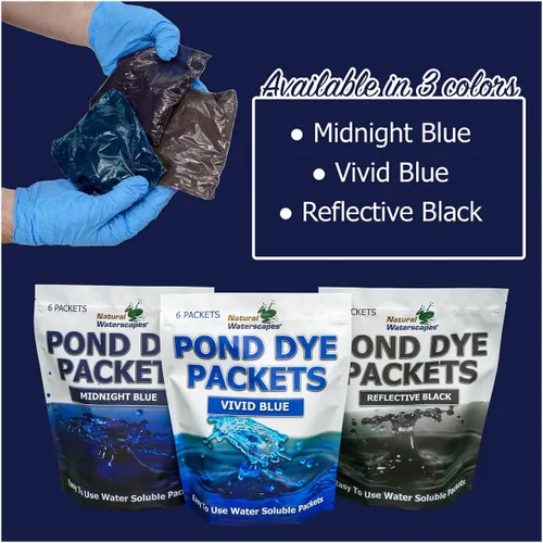 Vista 8 de Paquetes de tinte azul vivo para estanques - 6 paquetes solubles en agua