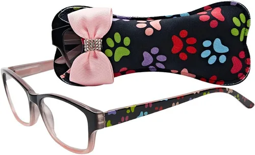 Vista 5 de Select-A-Vision Dog Bone - Gafas de lectura cuadradas con huellas de patas coloridas, color azul, 1.25 Azul pastel