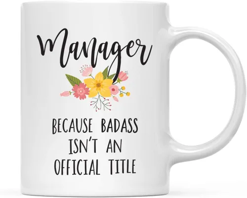 Vista 26 de Andaz Press Taza de café de 11 onzas, regalo de broma, tía porque Badass no es un título oficial, gráfico floral, 1 paquete