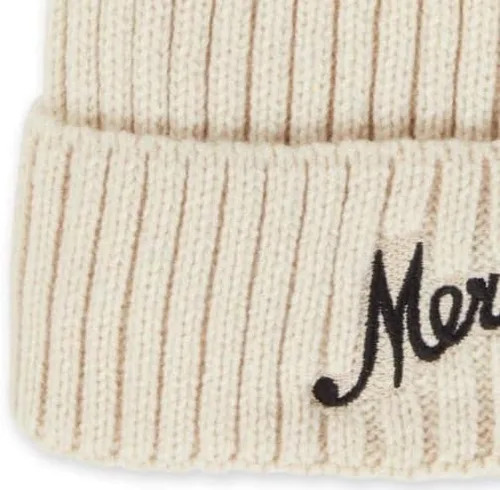 Vista 2 de Mercedes Benz Gorro de punto blanco crema con patrón acanalado AMG, Blanco, talla única