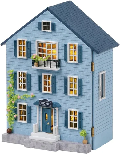 Vista 18 de MAGQOO - Kit de casa de muñecas en miniatura de bricolaje con muebles, escala 1:100, habitación creativa, mini casa de muñecas de madera, accesorios