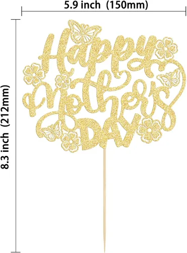 Vista 2 de Gyufise 1 paquete de decoración para pastel del día de la madre, la mejor mamá del mundo, con flores de mariposa, decoración de pastel de cumpleaños