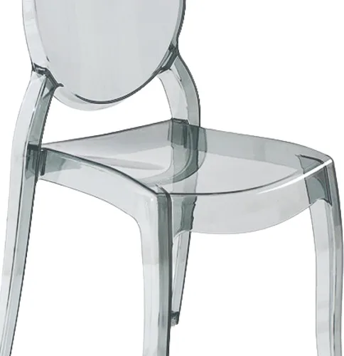 Vista 4 de Fohfurniture Juego de 8 32 sillas fantasmas transparentes grandes color humo de 20 pulgadas, sillas de comedor acrílicas apilables grises, sillas