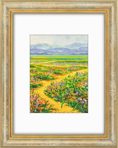 Vista 13 de Golden State Art, Marco de fotos adornado de 8 x 10 pulgadas para fotos de 5 x 7 pulgadas con paspartú o impresiones de 8 x 10 sin paspartú, cristal