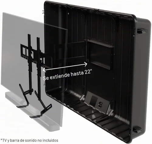 Vista 6 de Storm Shell XL: carcasa resistente a la intemperie de 55" para TV y barra de sonido al aire libre