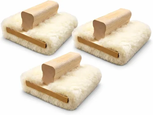 Vista 5 de Bloque y almohadilla para teñir mano de piel de cordero genuina de 5 pulgadas - Aplicador de tinción premium para madera, poliuretano y acabados