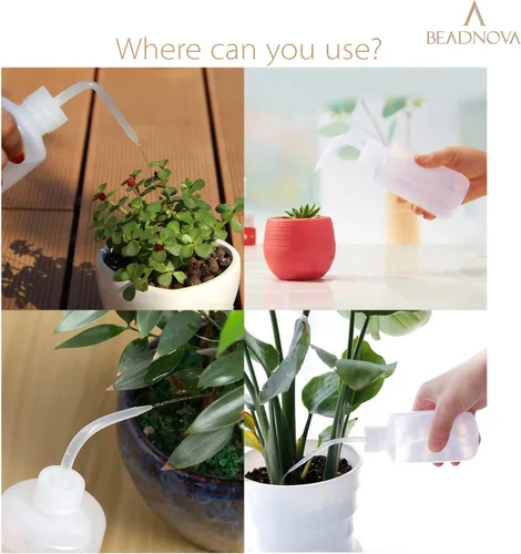 Vista 4 de BEADNOVA Botella exprimible para regar plantas, 8.5 fl oz, 8 onzas, pequeña regadera de plástico para plantas de interior y suculentas (3 unidades)