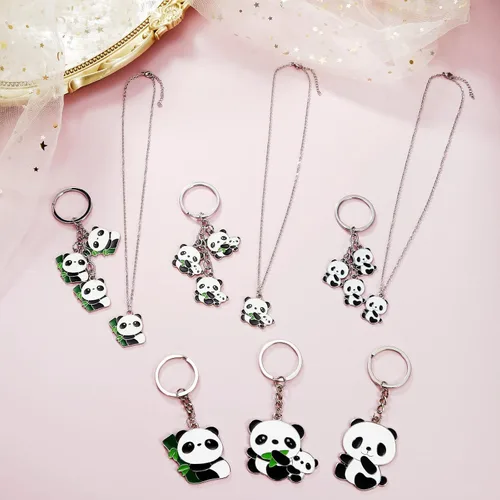 Vista 6 de Collar de panda para niñas, encantador llavero panda pulsera panda regalo para adolescentes