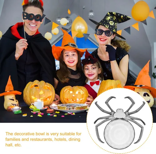 Vista 9 de Bandeja de dulces de araña estilo Halloween de 9.44 pulgadas, plato de postre de plástico multifunción para servir frutas en el hogar y cenar