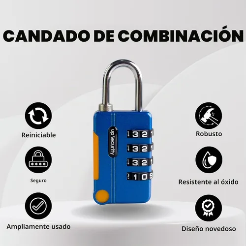 Vista 3 de Cerradura de combinación para casillero, cerradura combinada con código, combinación de candado pequeño para equipaje, candado combinado