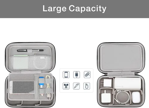 Vista 2 de MOSISO Funda organizadora electrónica de viaje compatible con adaptador de corriente MacBook, compatible con Magic Mouse y lápiz, tarjeta SD, disco