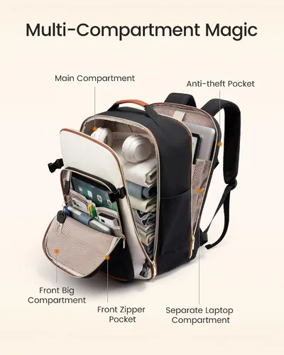 Vista 3 de LOVEVOOK Mochila de viaje grande para mujeres y hombres, mochila de transporte de 40 litros para aviones, bolsa de viaje para artículos personales