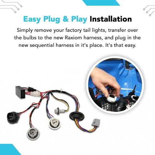 Vista 4 de Kit de arnés de luz trasera secuencial Raxiom con enchufe de ajuste y cable de reproducción automática. Compatible con Mustang 2005-2009 Arnés