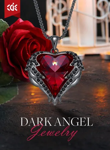 Vista 3 de CDE - Collar con dije de corazón de ala de ángel para mujer, dije de tono plateadodorado, regalo de Navidad, San ValentínDía de la Madre