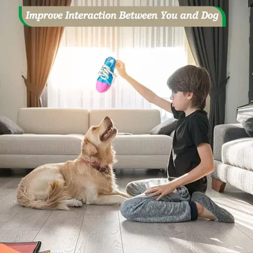 Vista 5 de IFOYO Juguete masticable duradero para perros con forma de mini zapatilla de deporte, juguete interactivo para mascotas, para cachorros, perros