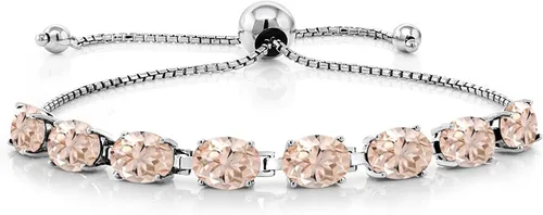 Vista 38 de Gem Stone King Pulsera de plata de ley 925 con piedra natal ovalada de 0.276 x 0.197 in para mujer, totalmente ajustable hasta 9 pulgadas