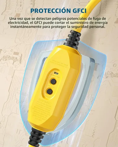 Vista 3 de DEWENWILS - Cable de extensión GFCI de reinicio manual de 3 pies para Cable de extensión de calibre 12/3, 15 A, 125 V, enchufe de 3 clavijas Amarillo
