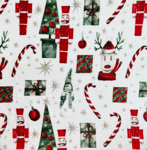 Vista 34 de Manta de Forro Polar para las Fiestas Navideñas: Corona Tradicional de Decoración del Hogar con Saludos Cheers Merry Peace Joy sobre Fondo Beige