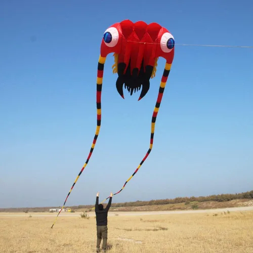 Vista 2 de Cometa roja grande inflable suave del trilobite para los adultos fácil volar mostrar cometas