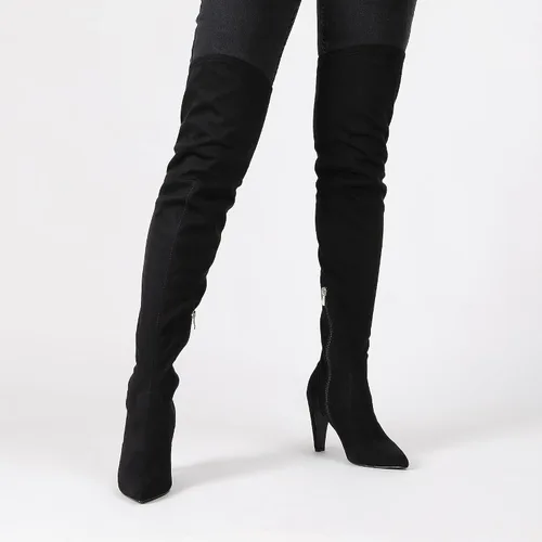 Vista 4 de DREAM PAIRS Botas altas hasta el muslo para mujer, tacones por encima de la rodilla, botas largas y sexys con punta puntiaguda