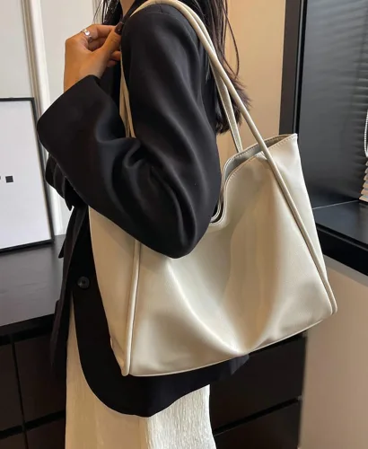 Vista 2 de Bolso de mano para mujer, bolso de hombro, bolso de mano de poliuretano suave, bolso de hombro grande a la moda, bolso de mano con asa superior