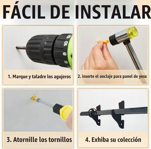 Vista 8 de Juego de 2 ganchos de espada para montaje en pared, soporte ajustable para Katana Wakizashi Tanto Genji Sword Arms Rack