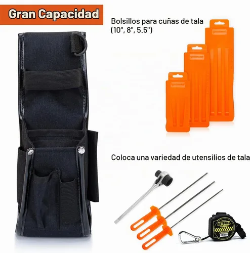 Vista 4 de Bolsa para cinturón de cuña de tala, ajustable para varios cinturones, bolsa de cuña de tala de árboles para cortar árboles Negro