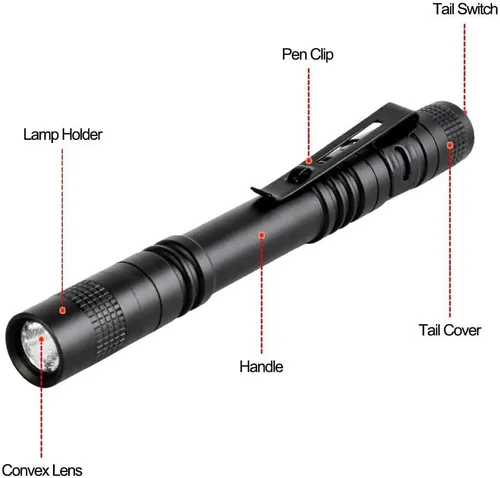 Vista 3 de Linterna de la pluma,2PCS llevó las linternas de la luz de la pluma con el clip,Mini linterna de bolsillo pequeña linterna de inspección de Penlight