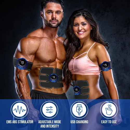 Vista 3 de Abs Muscle - Tónico portátil - Equipo de entrenamiento para hombres y mujeres, abdominal, ejercicio de oficina en casa, 10 unidades de almohadillas