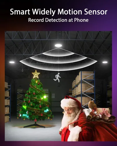 Vista 2 de Lumary Smart Bluetooth UFO LED High Bay Light Sensor de movimiento de 100 W, 16,000 lm 5000 K regulables luces de garaje para taller, compatible