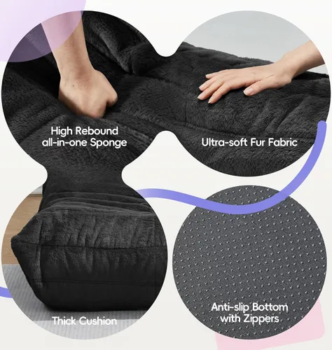 Vista 6 de Hobestluk Puf con espuma viscoelástica, tela de piel sintética ultrasuave, diseño ergonómico, puf pequeño, para sala de estar, dormitorio, sala