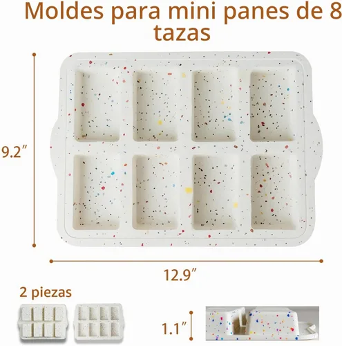 Vista 6 de AVIDON Mini moldes de silicona para pan, moldes de silicona antiadherentes para hornear pasteles pequeños, pan, pan, 8 moldes pequeños para pastel