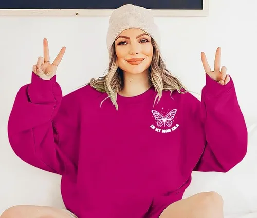 Vista 4 de Sudadera con texto en inglés "In My Mom Era" para mujer, sudadera casual con estampado de letras y manga larga