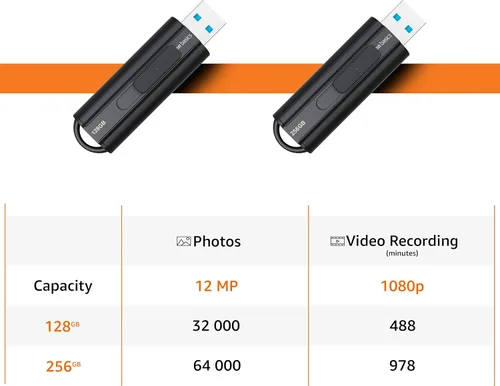 Vista 11 de Amazon Basics Unidad flash USB 3.1 ultrarrápida de 256 GB de alta capacidad para transferencia y almacenamiento de datos, color negro