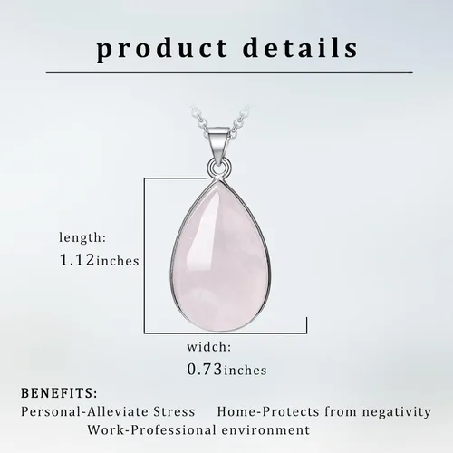 Vista 3 de ZPMMPZ Collar con colgante de lágrima, dije de cristal de piedra curativa en forma de gota de agua, colgante de semi gema para aniversario
