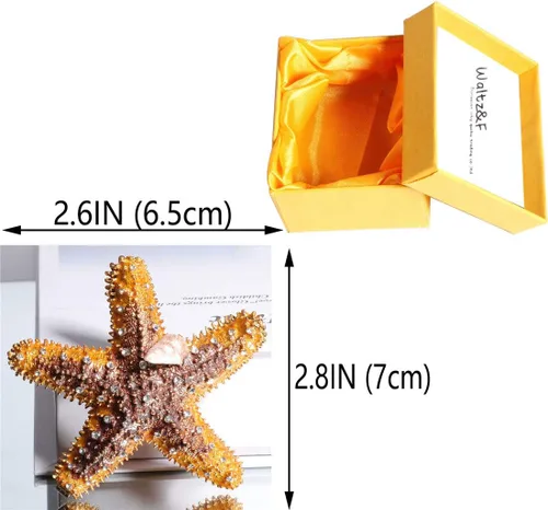 Vista 2 de Vals F estrella de mar Joyero con bisagras anillo con soporte pintado a mano figura coleccionable