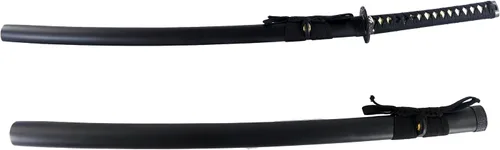Vista 2 de MAKOTO Espada samurái negra de Katana afilada hecha a mano de 40 pulgadas
