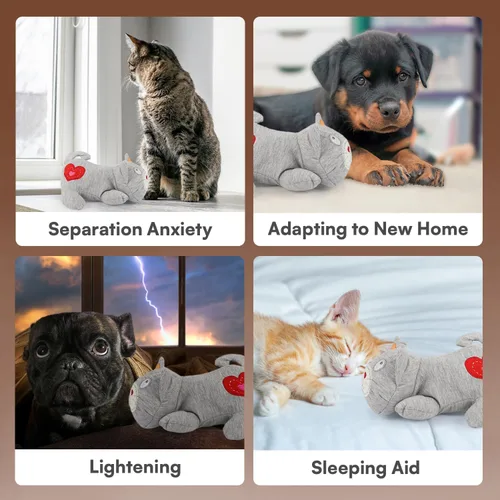 Vista 7 de ALL FOR PAWS Heartbeat - Juguete de peluche para gatos, compañero calmante para gatitos con latidos cardíacos realistas, alivio de la ansiedad