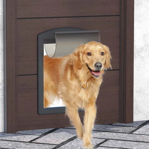 Vista 2 de Puerta para perro para puerta, puerta para perros y mascotas, puerta de plástico fuerte para perros y gatos y puerta mediana para perros con panel
