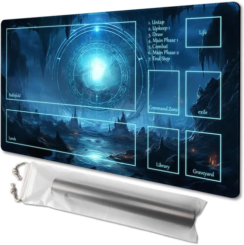 Vista 7 de MTG - Tapete de juego tamaño 24 x 14 pulgadas, bolsas de almacenamiento antideslizantes, ideal para entusiastas de los juegos de cartas, tapete