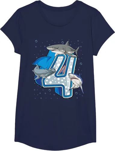 Vista 27 de Camiseta de 4.º cumpleaños para niños de 4 años con diseño de tiburón oceánico Negro